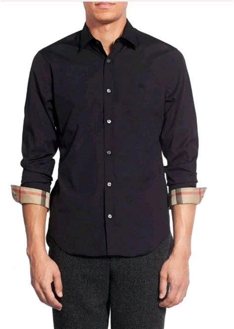 burberry black shurt men|men's Burberry button down shirt.